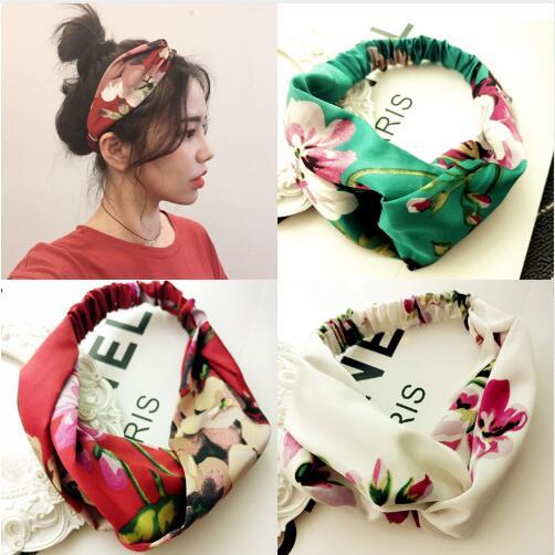 Women Girls Summer Bohemian Hair Bands Print Headbands Retro Cross Turban Bandage Bandanas HairBands Hair Accessories Headwrap