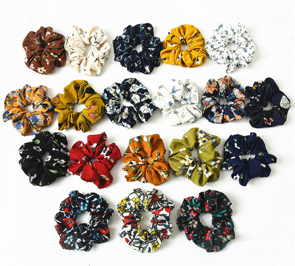 (10/12 Pieces/lot) New Large Scrunchie Floral Elastic Hair Band Women Headwear Hair Accessories