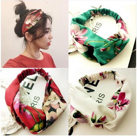 Women Girls Summer Bohemian Hair Strips Print Headbands Retro Cross Turban Bandage Headbands Hair Accessories Head wrap