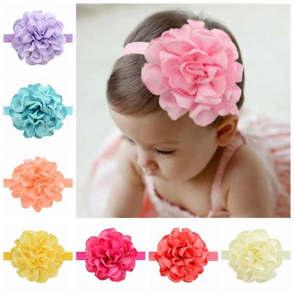 New Design Colorful Baby Elastic Headband For Kids Polyester Cloth Flower Head band Hair Accessories 12 Colors 738