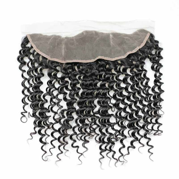 8A Brazilian Virgin Hair Deep Wave Lace Frontal Top Ear To Ear Virgin Human Hair Natural Black Deep Wave Wholesale price Frontal Closure