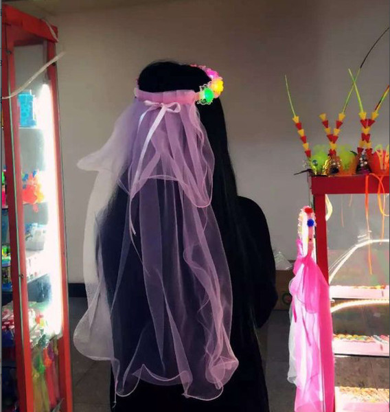 South Korea's dream girl wind flower wreath type mosaic Yiwu children's veil headdress factory wholesale