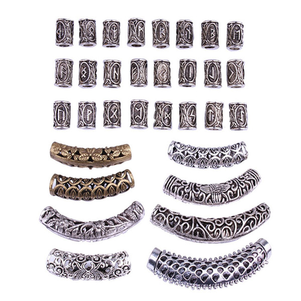 31pcs Hair Cuffs Vintage Dreadlocks Retro Decorative Dread Locks Ring Dreadlocks Braiding Beads Hair Braid Rings Filigree Tube