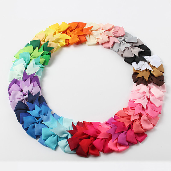 8 cm Baby Girl Grosgrain Ribbon Hair Bows With Alligator Clip Children Kids Women Hairpin Hairclip Headwear 40 colors Free Shipping
