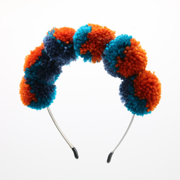 Cute Yarn Pompom 5cm Full Head Children Hairband Fashion Winter Style Children Headband Hair Accessories