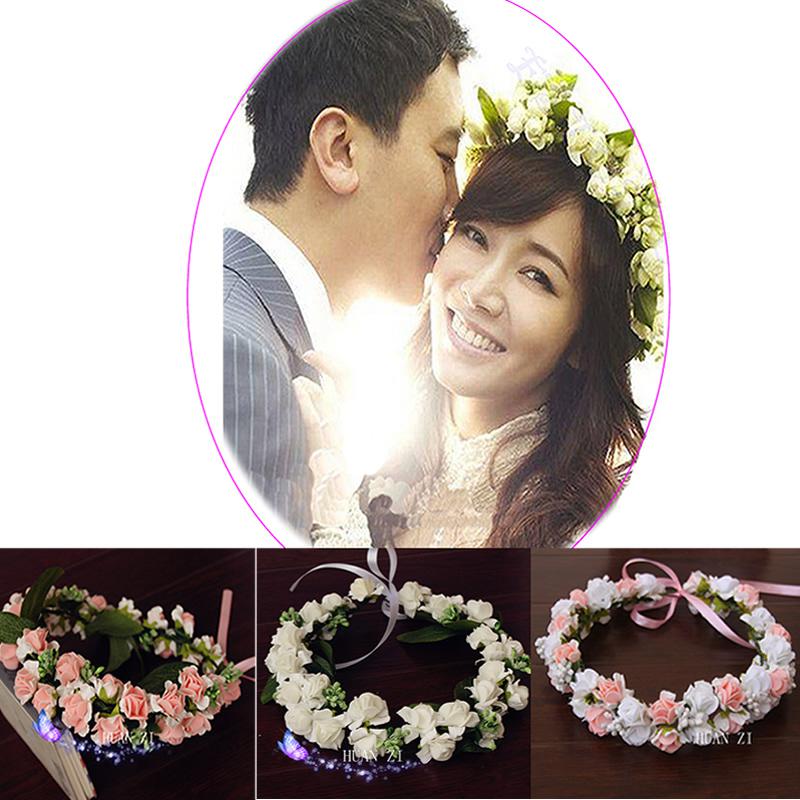 Korea Style Girl Rose Flower Bridal Wreath Bridesmaid Headdress Hair Accessories