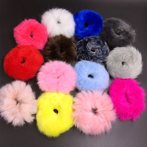 Cute Elastic Hair Bands Girls Artificial Faux Fur Rubber Elastic Ring Rope Fluffy Tie Hair Accessories Furry Scrunchie Headband