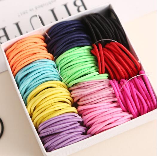 800pcs/lot 3CM Cute Girl Ponytail Hair Holder Hair Accessories Thin Elastic Rubber Band For Kids Colorful Hair Ties