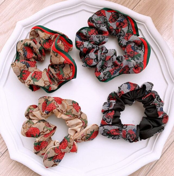 New Christmas strawberry hairband Solid Hair Ring Ties For Girls Ponytail Holders Rubber Band fashion hairbands wholesale