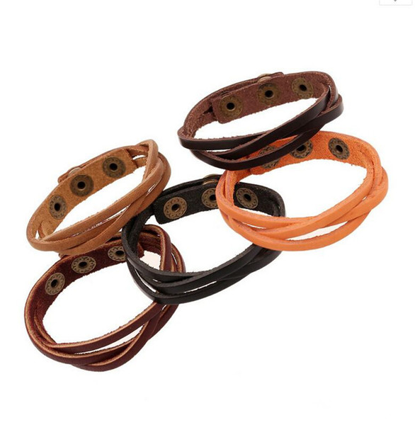 Multilayer Wrap Men and Women Synthetic Leather Braided Rope Adjustable Bracelet Cusual Sport 50PCS Hair Accessories