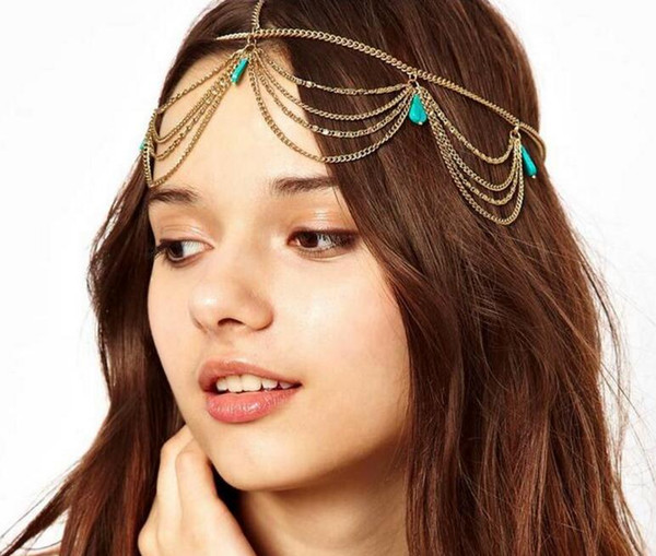 Bohemian National Style With Turquoise Fringe Fashionable Headband Simple Elegant