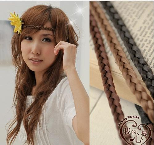 Medium elastic twisted knitted headband 1.1CM Width braided plaited hairband headband, colors mixed