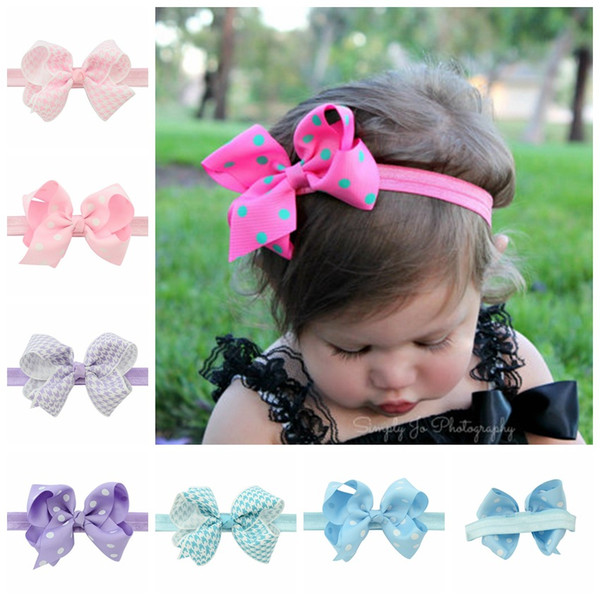 18cm 6 Colors Baby Girls Polka Dot Elastic Headbands Infant Kids Hair Accessories Headwear Princess Hairbands 621