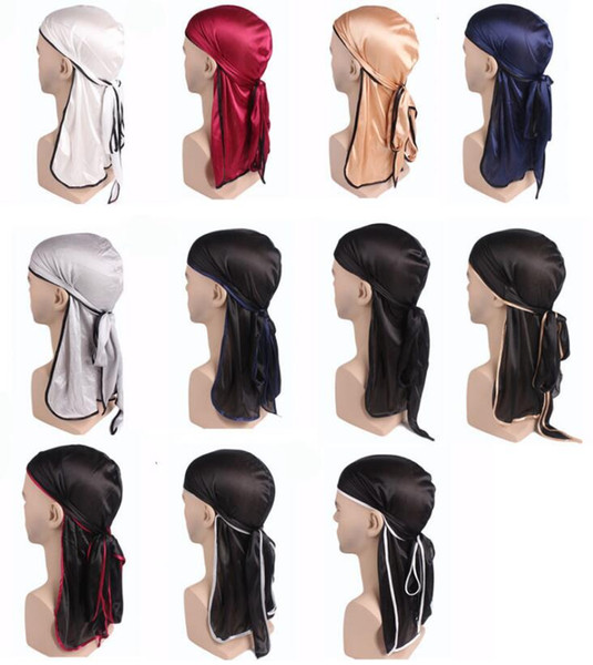 January3 Turban Cap New Silk Satin Long Tail Scorpion Pirate Hat Elastic Baotou Cap Chemotherapy Hat Headband for Man P0102