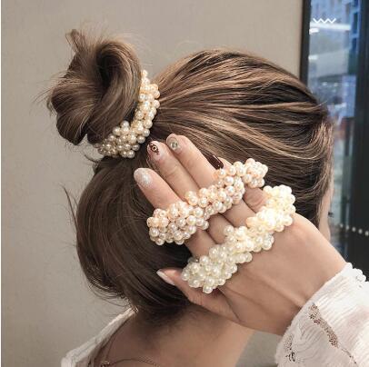 Woman Elegant Pearl Hair Ties Beads Girls Scrunchies Rubber Bands Ponytail Holders Hair Accessories Elastic Hair Band