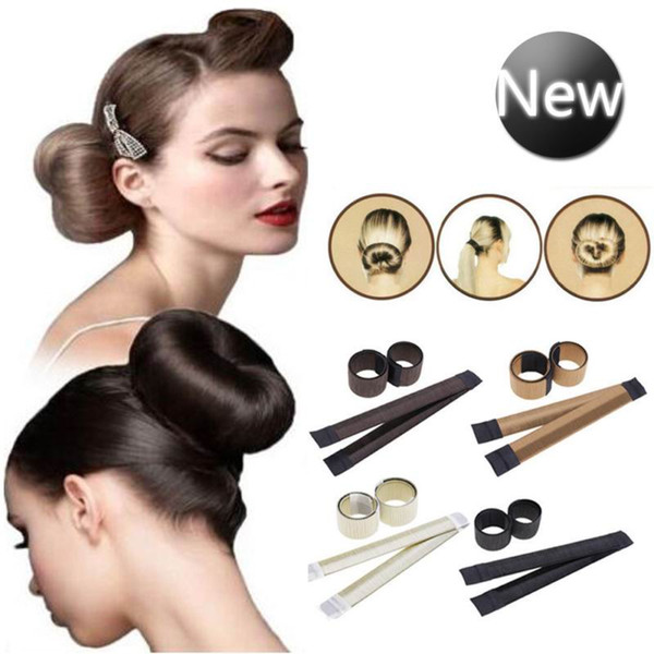 Women's Magic Hair Bun Snap Styling Donut Former French Twist Band Maker Magic Tools Bun Maker DHL