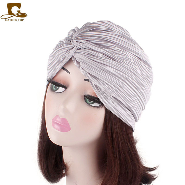 New Women Luxury ruffle twist Turban Soft Polyester Twist Headband Hair Hair Wrap chemo cap Accessories Bandana Hijab