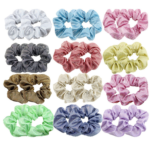 24 Pcs Women Glitter Scrunchie Pack Headwear Girls Elastic Hair Bands Korean Scrunchies Set Hair Accessories VERVAE