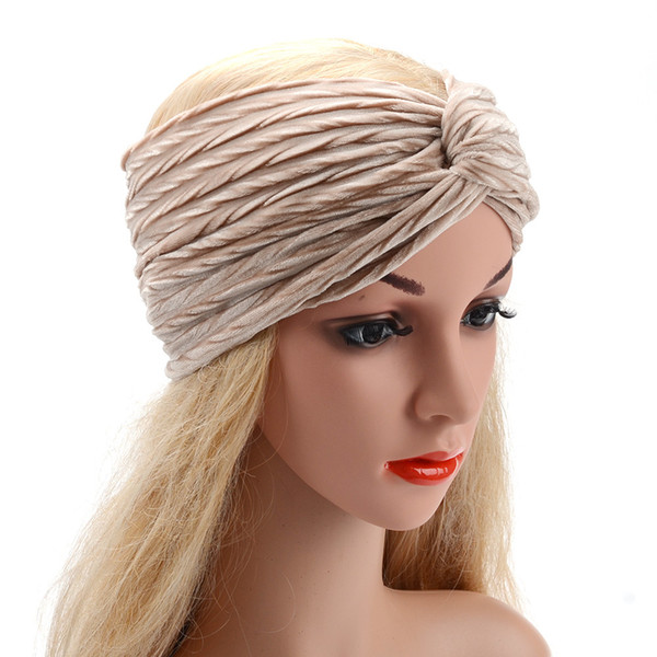 XDOMI New Winter Fold Velvet Headband For Women Vintage Cross Turban Wide Elastic Hair Band Female Solid Hair Accessories