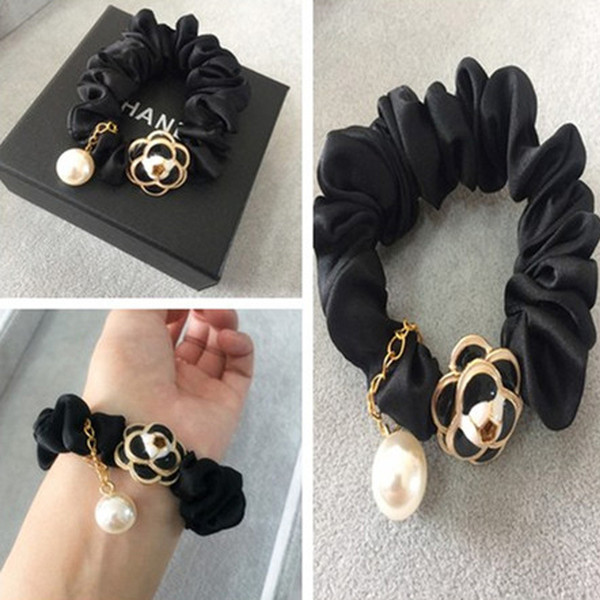 Girl's little fragrant wind cloth ring chiffon cloth flower hair ring hair rope Knot Hair Band Wide-brimmed Pure Color Ribbon