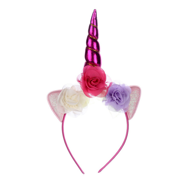 European And American Creative Unicorn Headdress With Sweet And Lovely Bow Hair Hoop For Children's Birthday Party