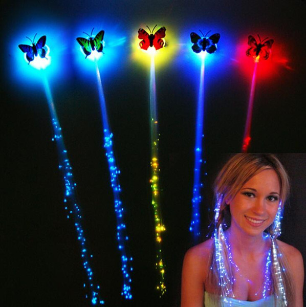 Funny Flash Women Colorful Luminous Hair Clips Barrette Fiber Hairpin Light Up Party Halloween Bar Night Xmas Toys Decoration