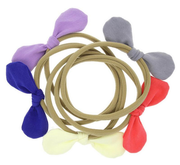 4'' Bows Headband Girls Nylon Headband With Messy Bow Headband Nylon 50pcs Lot 10 Colors Headwear Ribbons