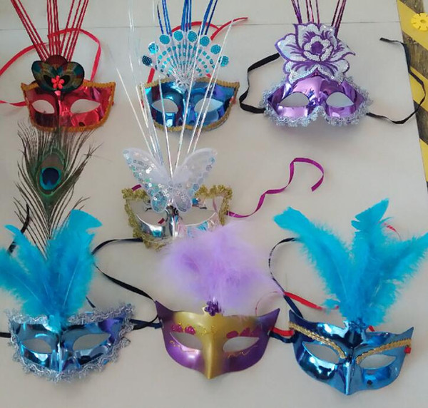 Luminous Mask Masquerade Christmas Halloween party feather mask butterfly rain silk cartoon Mask Wholesale