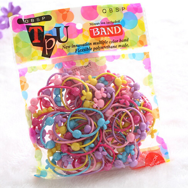 New Arrival Candy Color Elastic Hair Rubber Bands Children Carton Hair Ornaments Girls Hair Rope for Kids