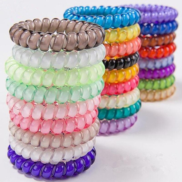 High Quality 5cm Telephone Wire Coil Elastic Band 25pcs 25 Colors Hair Tie Hairband Ponytail Holder Bracelet Women Scrunchies