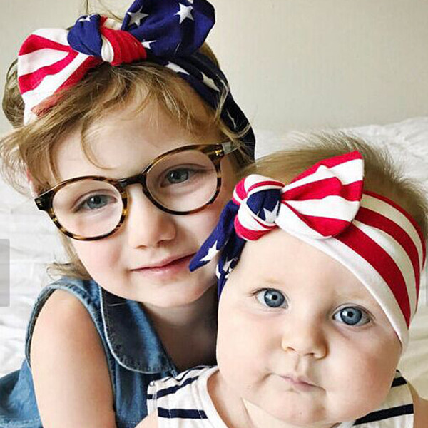 baby Hair Accessories Shimmer Anna Shine Red White and Blue Patriotic American Flag Headband USA (Cotton Stars and Stripes)