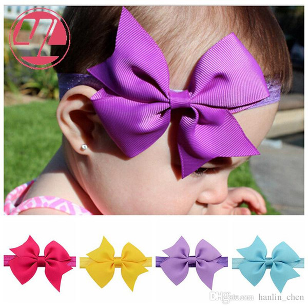 2018 Limited New Arrival Mix Color Hair Bows 20 Colors Baby Hair Accessories for Dovetail Polo Ribbon Bow Band Girls Elastic Head Wear 568