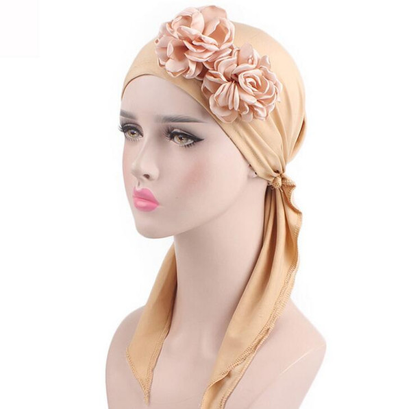 HugMee Idyllic Style Ladies Cotton Scarf Hat Three-dimensional Flower Scarf Headgear Chemotherapy Hat Hat for Woman Turban Cap P0093