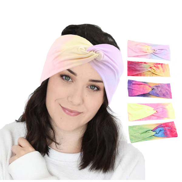 New Tie-dye Stretch Cotton Headband for Women Elastic Headwear Turban Head Scarf Ladies Bandage Head Wrap Hair Accessories