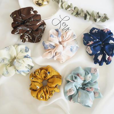 Set of 6 Pieces Large Women's Chiffon Flower Hair Scrunchies Hair Bow Chiffon Ponytail Holder