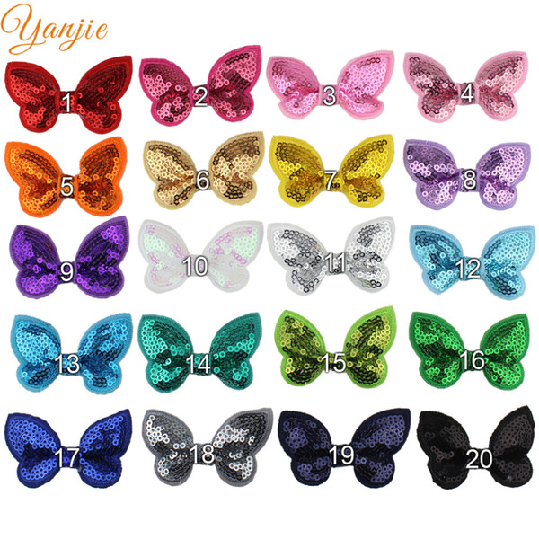 100pcs/Lot 2'' Mini Glitter Sequin Hairbows Without Hair Clips For Girls And Kids Diy Hair Bow Headband Girls Hair Accessories