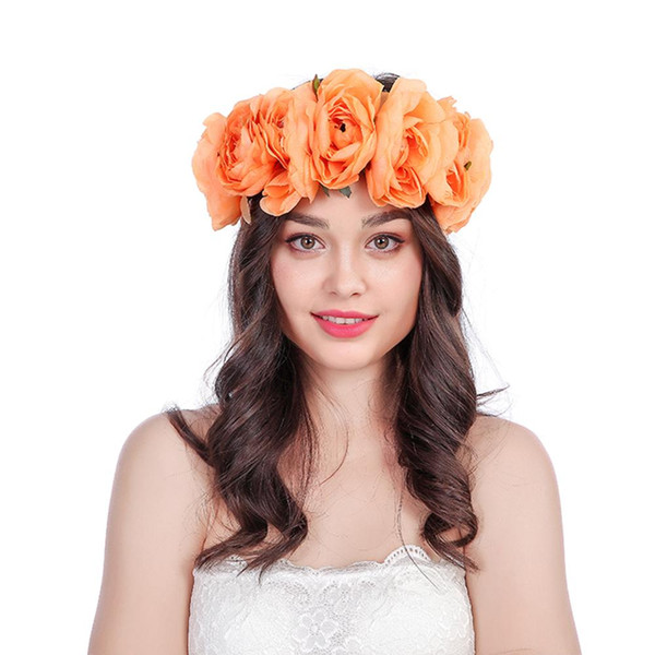 Women Wedding Party Cloth Camellia Flower Head Wreath Headband Headwear