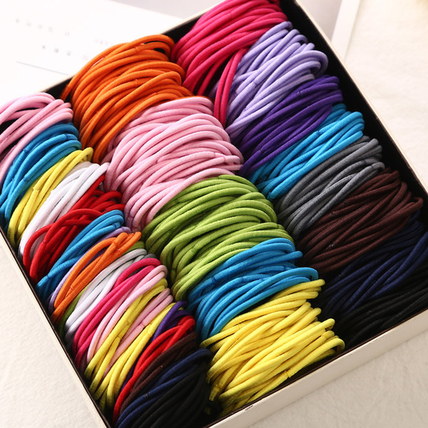 50pcs/lot 5cm Women's Hair Accessories Hair Ring girl Colorful Nylon elastic Rubber Band Ponytail Children's Accessories