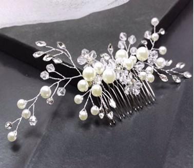 Exquisite handmade bride pearl hair comb13