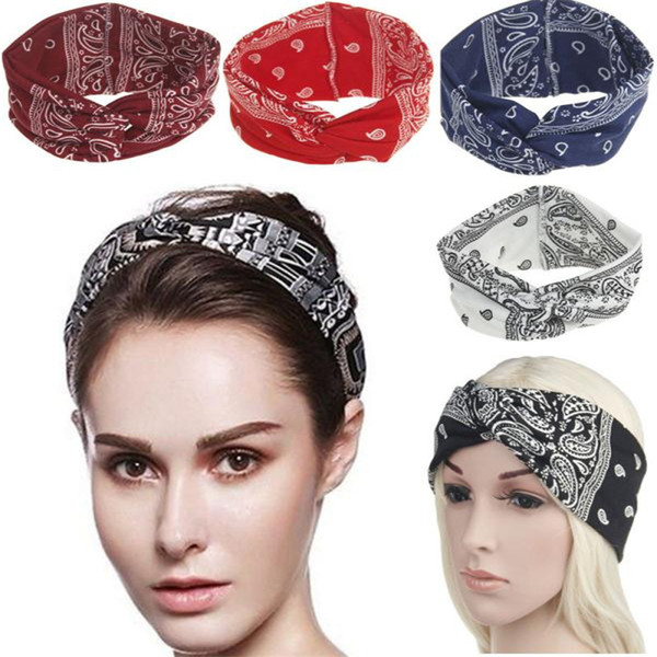 Hair Band Women Yoga Sport Elastic Floral Hair Band Headband Turban Twisted Knotted Headband Lovely Twisted Elastic Head Bands