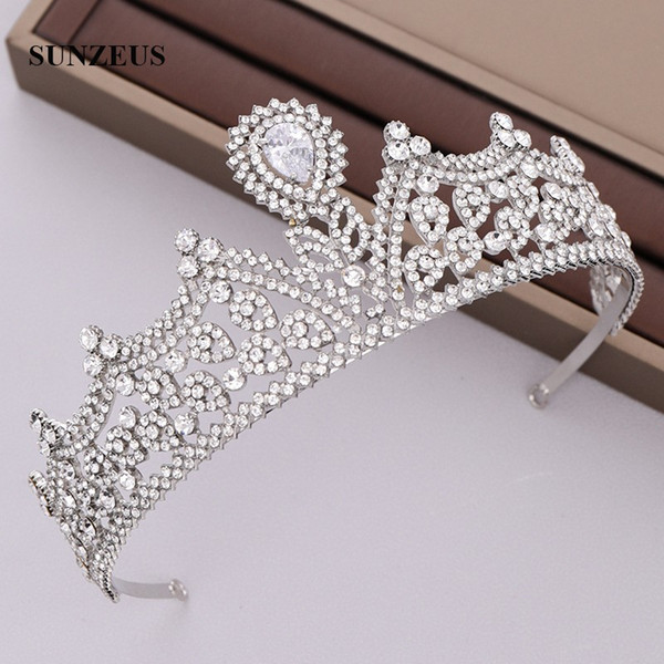 Crystal Beaded Silver Bridal Tiaras With Rhinestones Princess Wedding Crowns Women Headband 2020 SQ439