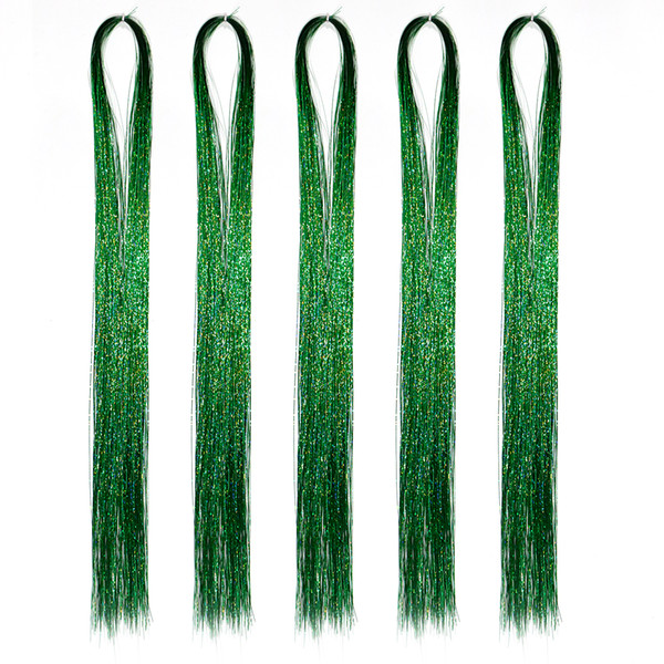 New Arrival Neitsi 35inch Green# 800strands/pack Straight Tinsel Hair Sparkle Glitter Twinkle Hair Accessories for Girl Women Party Cosplay