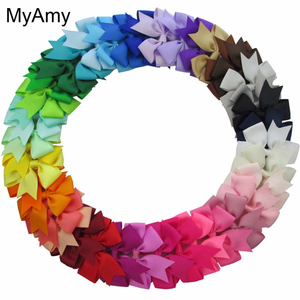 Myamy 40pcs Lot 3 Baby Girl Grosgrain Ribbon Boutique Hair Bows With Alligator Clips Pinwheel Bow For Children Kids Headwear