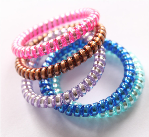 Women Colorful Hairband Girl Candy Color Headband Telephone Cord Elastic Ponytail Holders Hair Ring Diameter 5cm