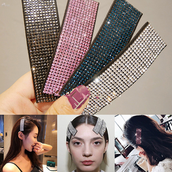 AOMU 1PC Luxury Crystal Hair Clips Shiny Rhinestones Wide Hairpin Hair Barrettes for Women Girls Party Show Accessories