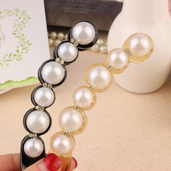 Women Special Design Orange & Black Beautiful Simulated Pearls Hairpins Hair Clip Banana Hair Accessories Girls Jewelry