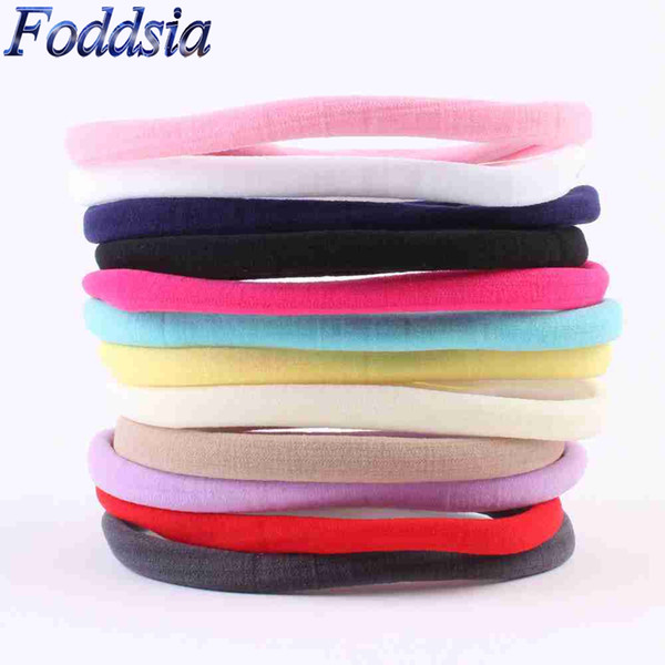 Foddsia 50pcs/Lot Girl Boy Spandex Nylon Headband Elastic Nylon Headband Girls Kid Skinny Hairband Headwear Hair Accessories A50