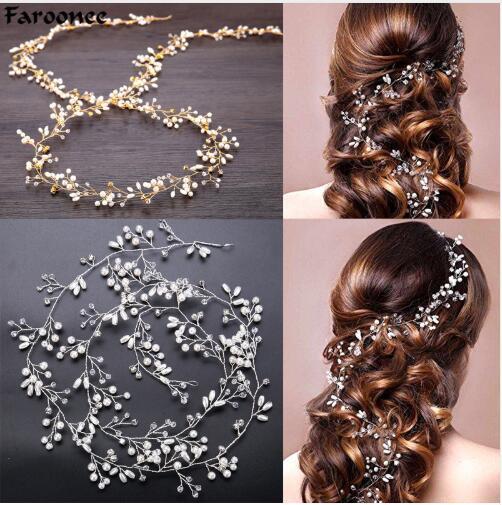 Wedding Headdress Simulated Pearl Hair Accessories for Bride Crystal Crown Floral Elegant Hair Ornaments Hairpin 6C0193