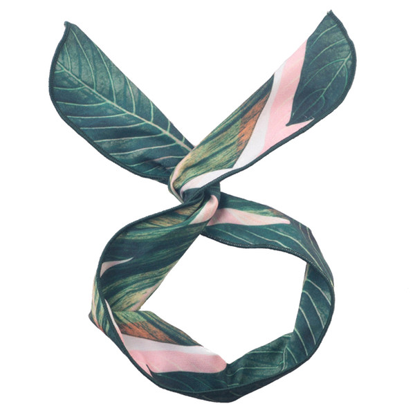 NEW Arrival Vintage Banana Leaf Cross Hair Band Hair Accessories Fashion Women Head Wear Bow Knotted Rabbit Ears Printing Headbands