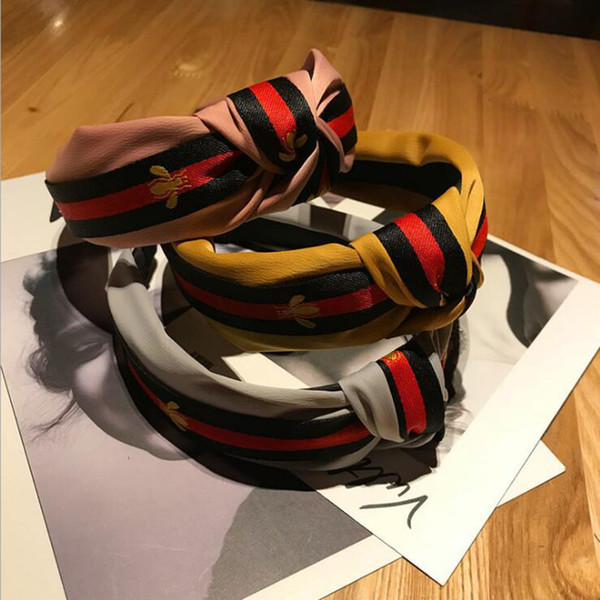 2018 New Winter Hairband Headband For Women Fashion Turban Striped Hair Band Bee Pattern Print Hair Accessories